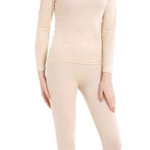 CnlanRow Womens Thermal Underwear Set Ultra Thin Crew Neck Base Layer Stretch .